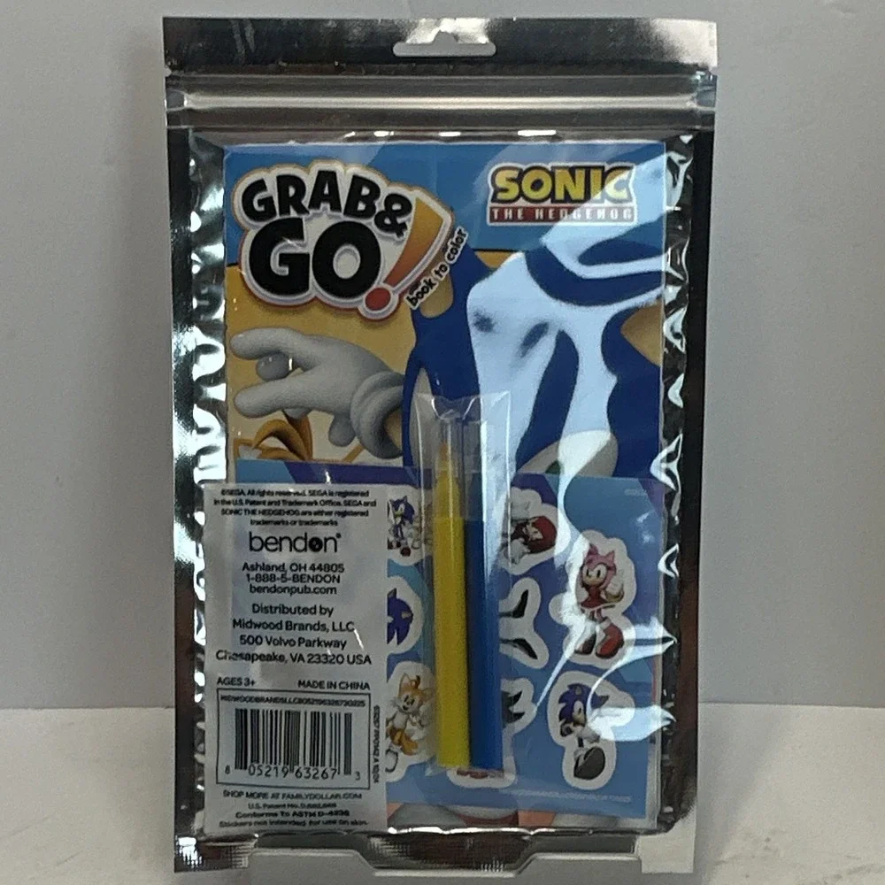 Bendon Sonic the Hedgehog Grab & Go Coloring Book Set w/ Markers & Sticker Sheet